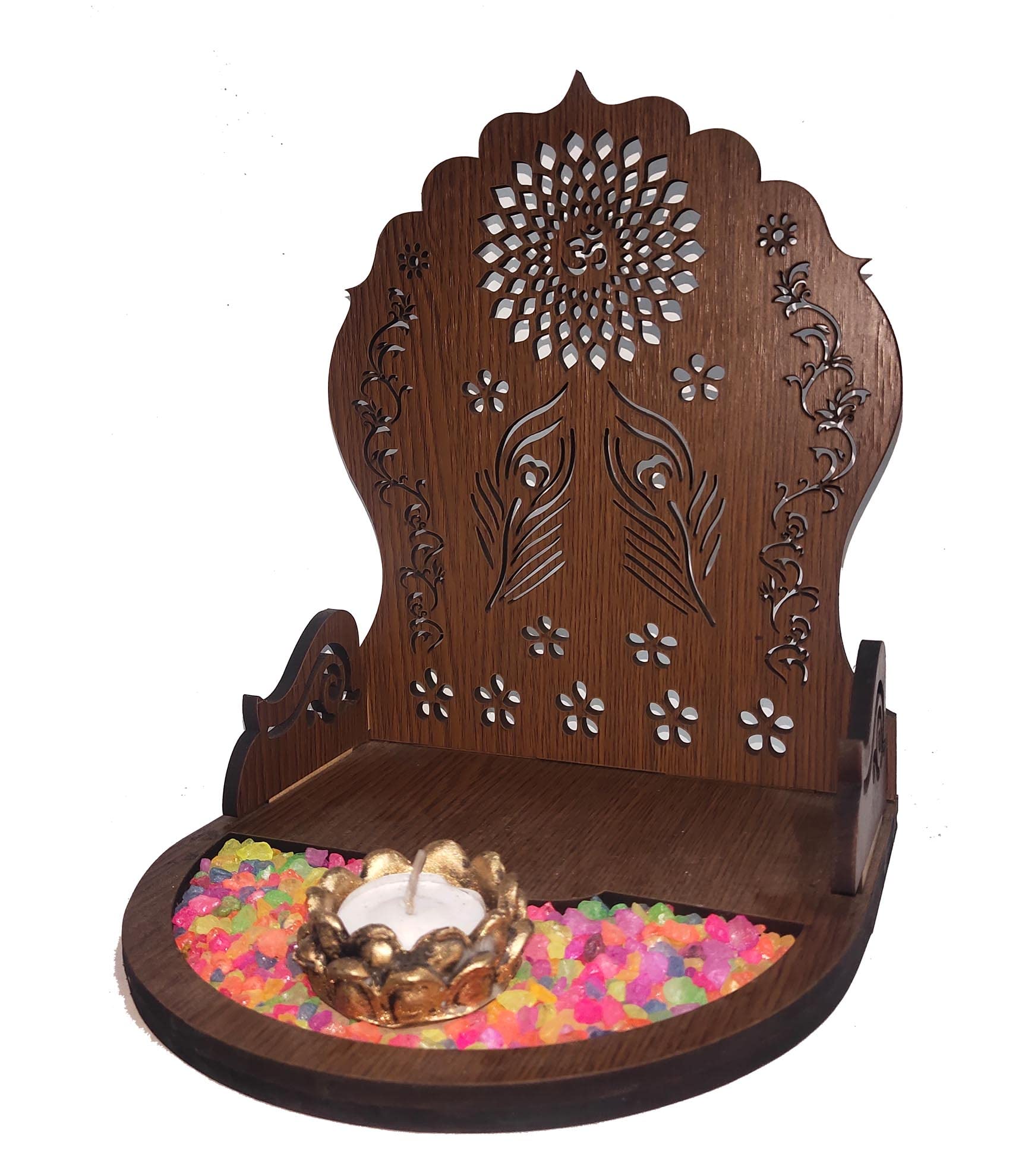 Sn Handicrafts God Ganesh/Ganpati/Lord Ganesha Idol - Statue Gift Item Showpiece With Wooden Mini Temple Natural Stones Lotus Te